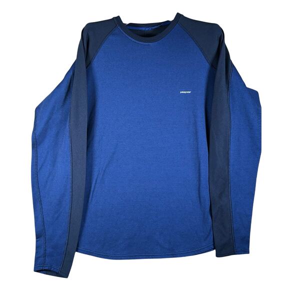 Patagonia Capilene Crew Neck Base layer Men long sleeve shirt blue L running - Picture 1 of 10